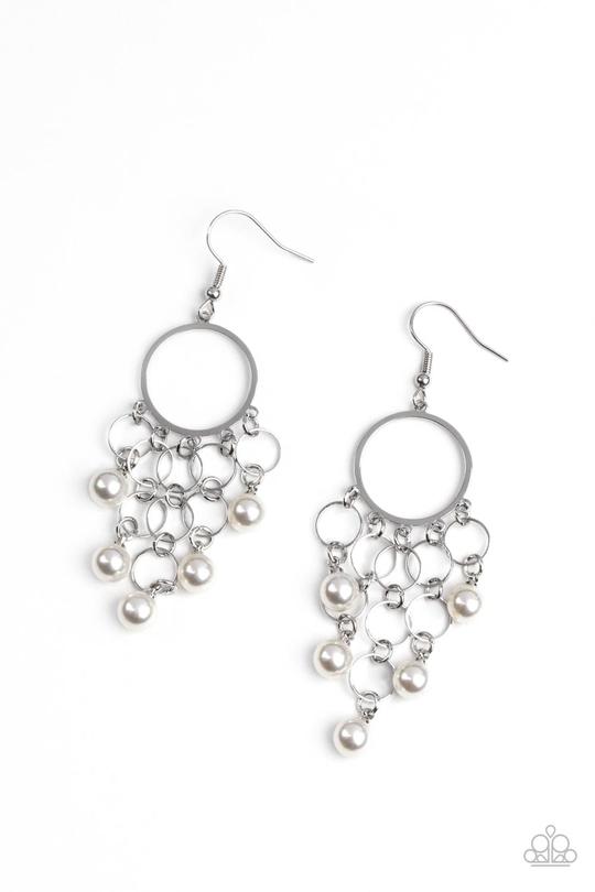 When Life Gives You Pearls - White Pearl Bubbly Tassel Paparazzi Earrings