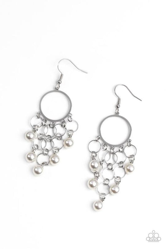 When Life Gives You Pearls - White Pearl Bubbly Tassel Paparazzi Earrings