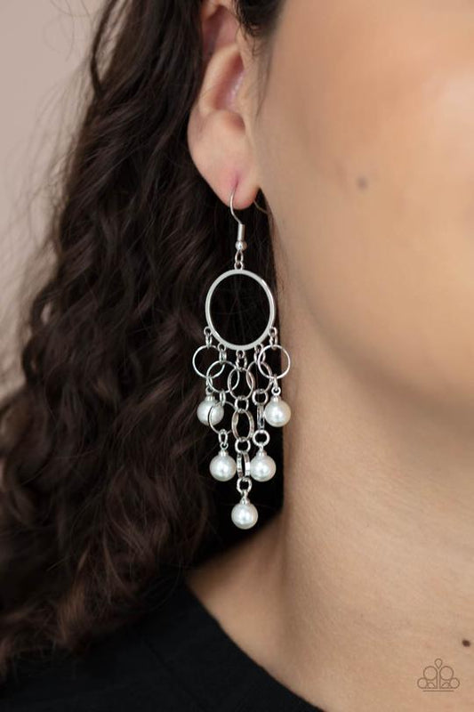 When Life Gives You Pearls - White Pearl Bubbly Tassel Paparazzi Earrings