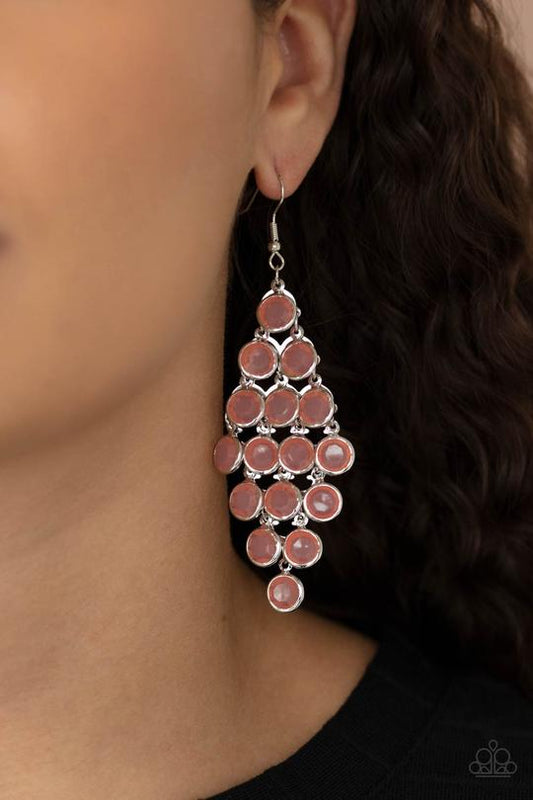 With All DEW Respect - Orange Burnt Coral Gem Paparazzi Earrings