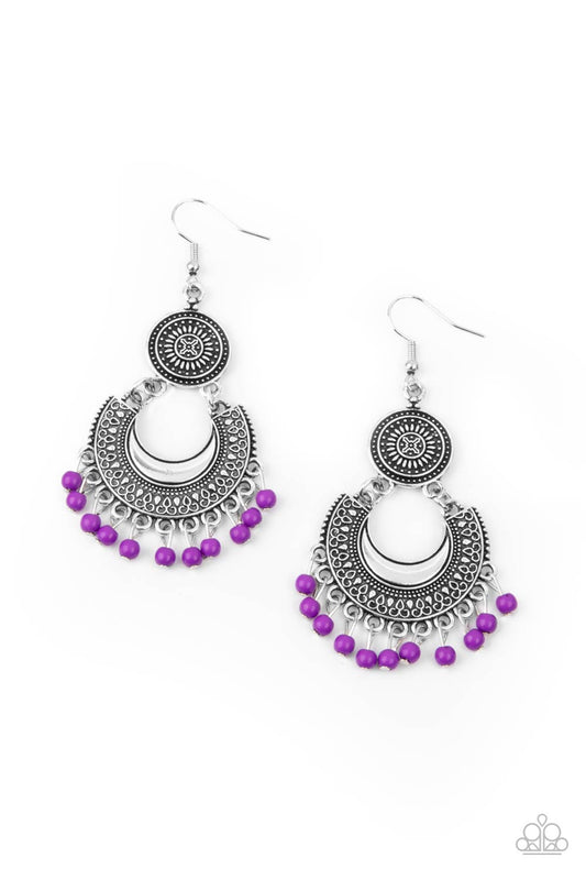Yes, I CANCUN - Purple Beaded Paparazzi Earrings