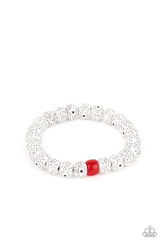 ZEN Second Rule - Red Bead/Faux Stone Beaded Paparazzi Stretch Bracelet