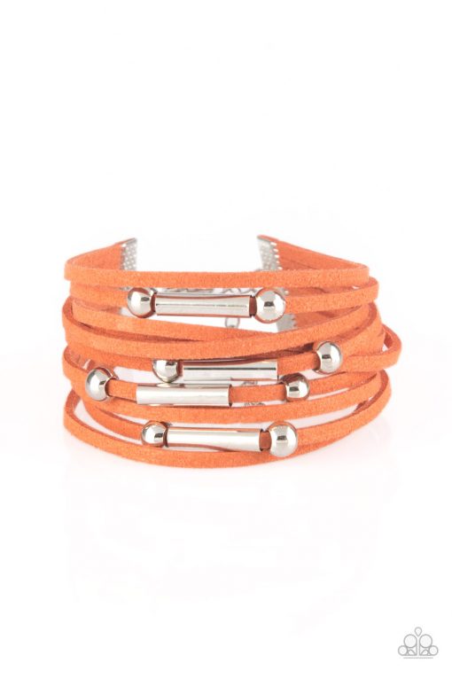 Back To BACKPACKER - Orange Suede Paparazzi Adjustable Bracelet