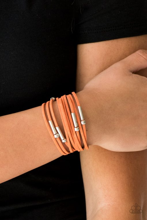 Back To BACKPACKER - Orange Suede Paparazzi Adjustable Bracelet