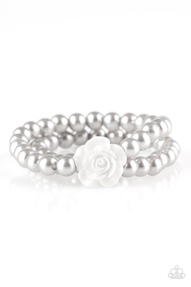 Posh and Posy - Silver Pearl Paparazzi Stretch Bracelet