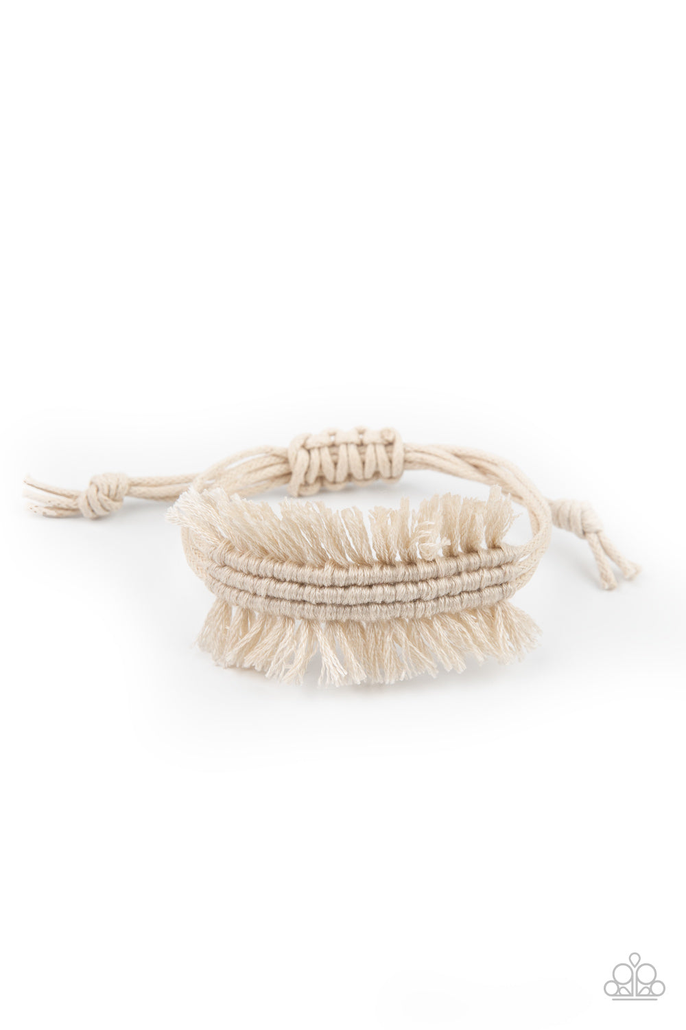 Make Yourself at HOMESPUN - White Twine-Like Cording Decoratively Knotted Urban Bracelet