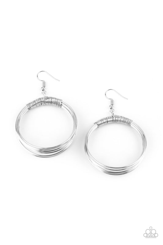 Urban-Spun - Silver Coiled Dainty Wire Paparazzi Earrings