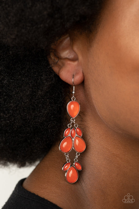Superstar Social - Orange Amberglow Marquise & Teardrop Beaded Earrings