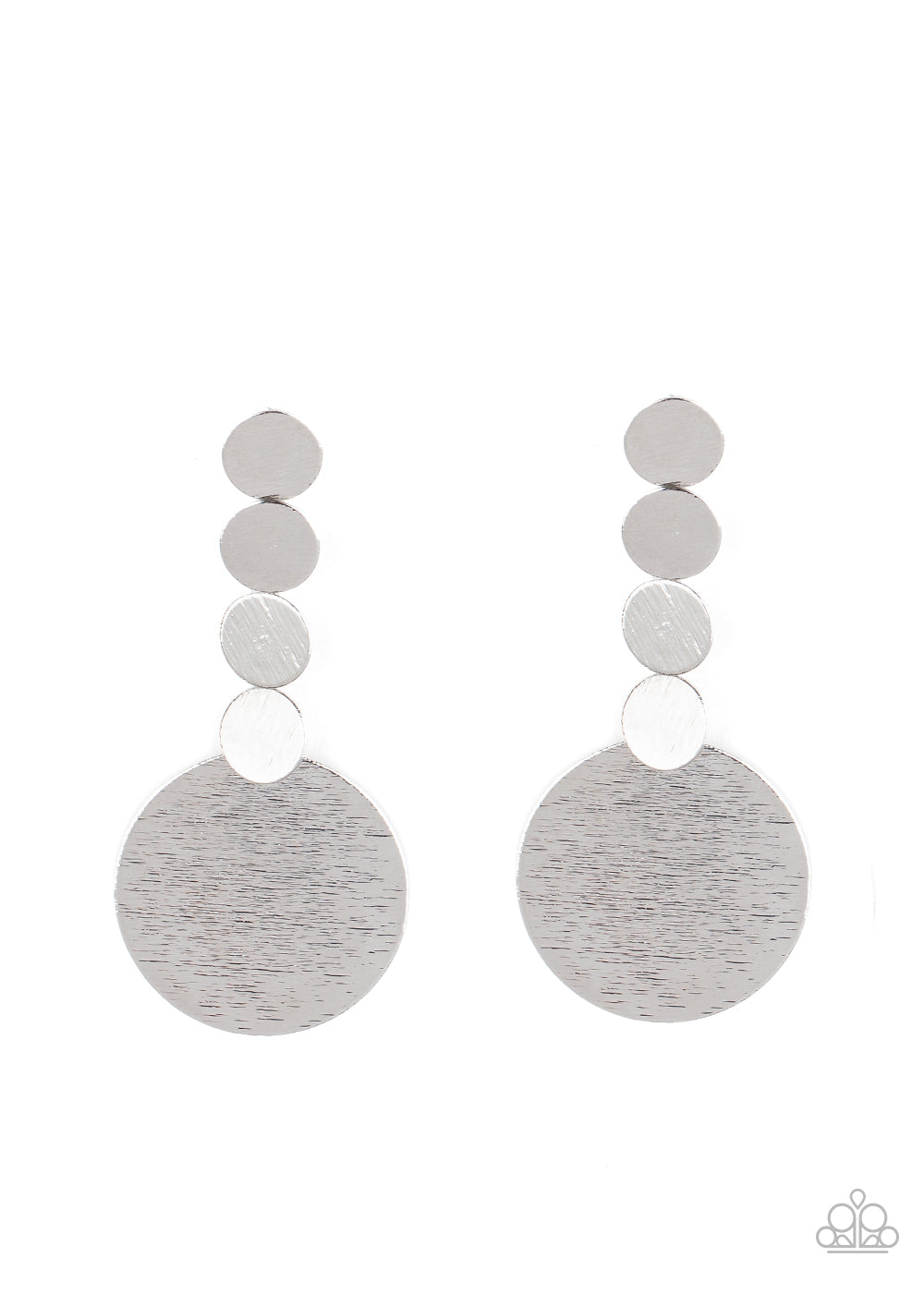 Idolized Illumination - Silver Delicately Scratched Connected Disc Earrings