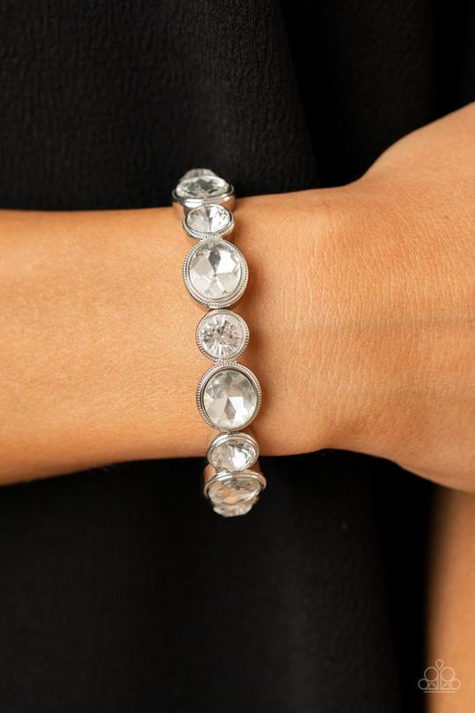 Still GLOWING Strong - White Rhinestones Stretch Bracelet - Life Of The Party Exclusive November 2020