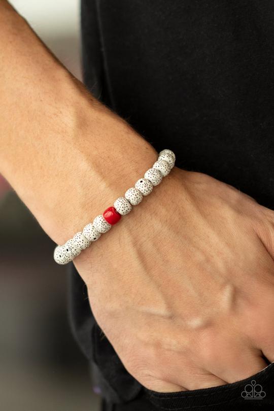 ZEN Second Rule - Red Bead/Faux Stone Beaded Paparazzi Stretch Bracelet