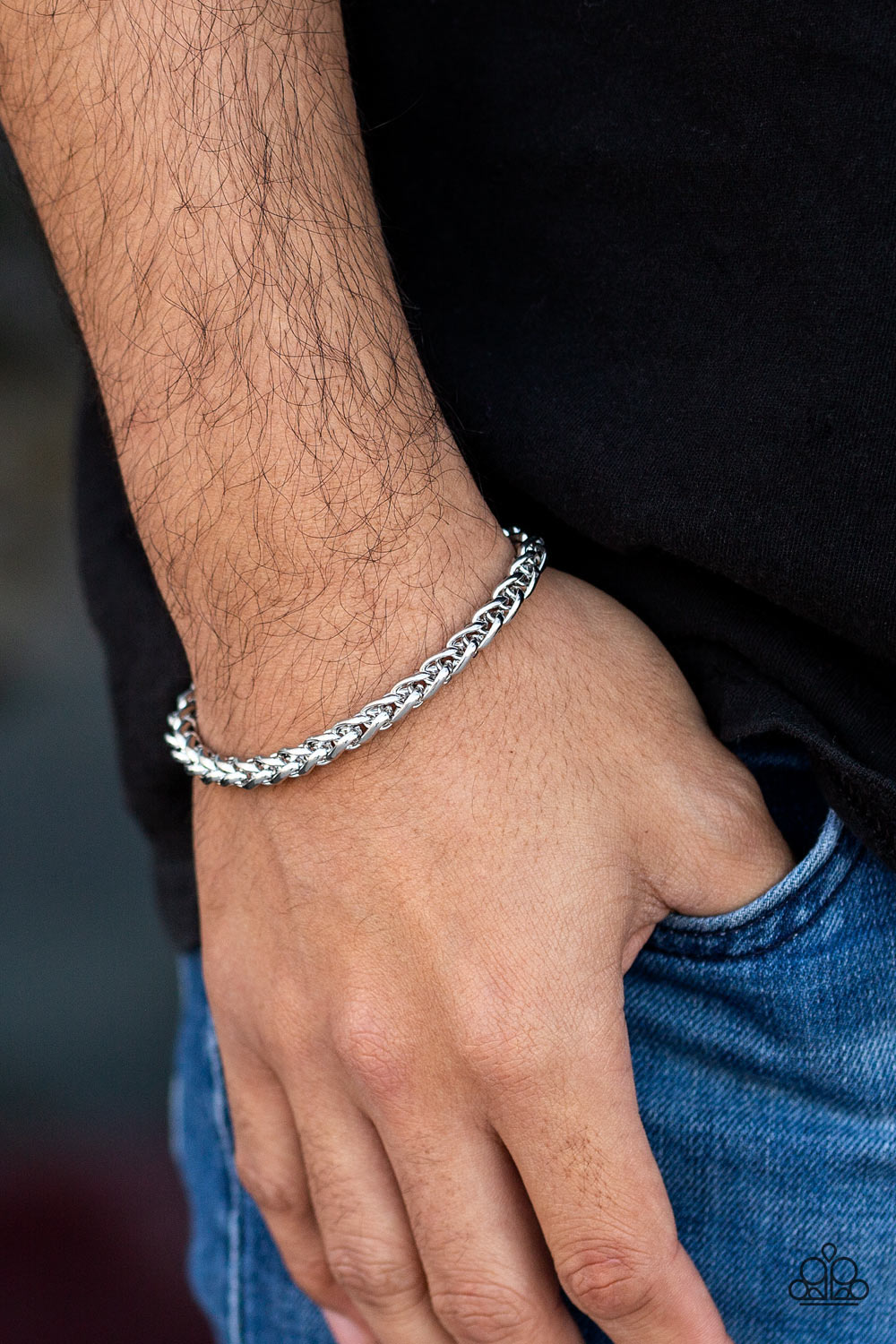 Knocked It Out Of The Park - Silver Wheat Chain Link Adjustable Bracelet