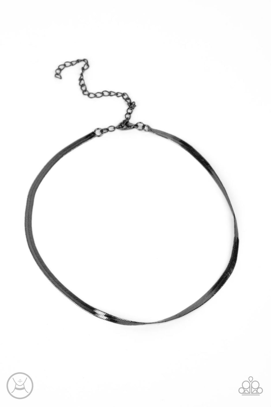 In No Time Flat - Gunmetal Snake Chain Choker Paparazzi Necklace & matching earrings