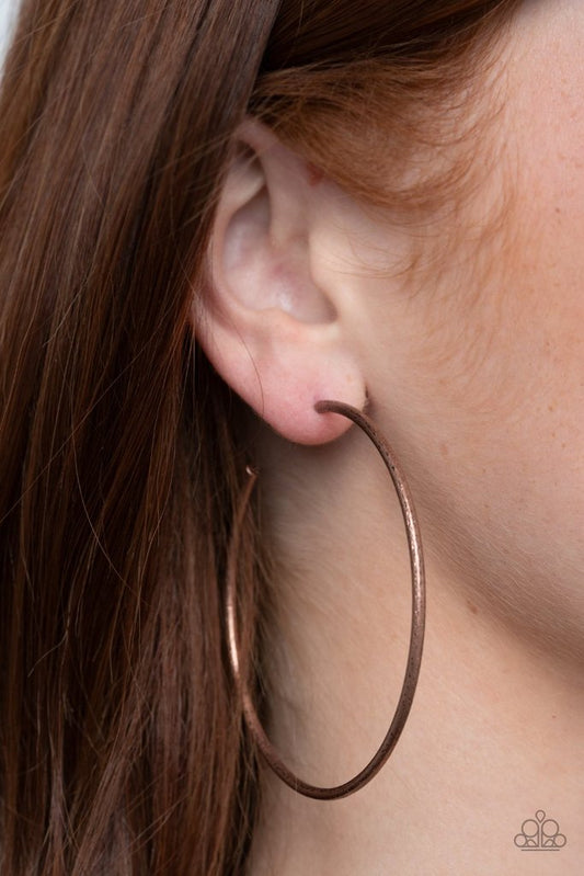 Rustic Roundabout - Copper Paparazzi Hoop Earrings
