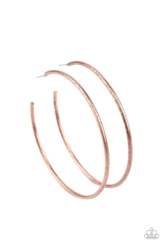Rustic Roundabout - Copper Paparazzi Hoop Earrings