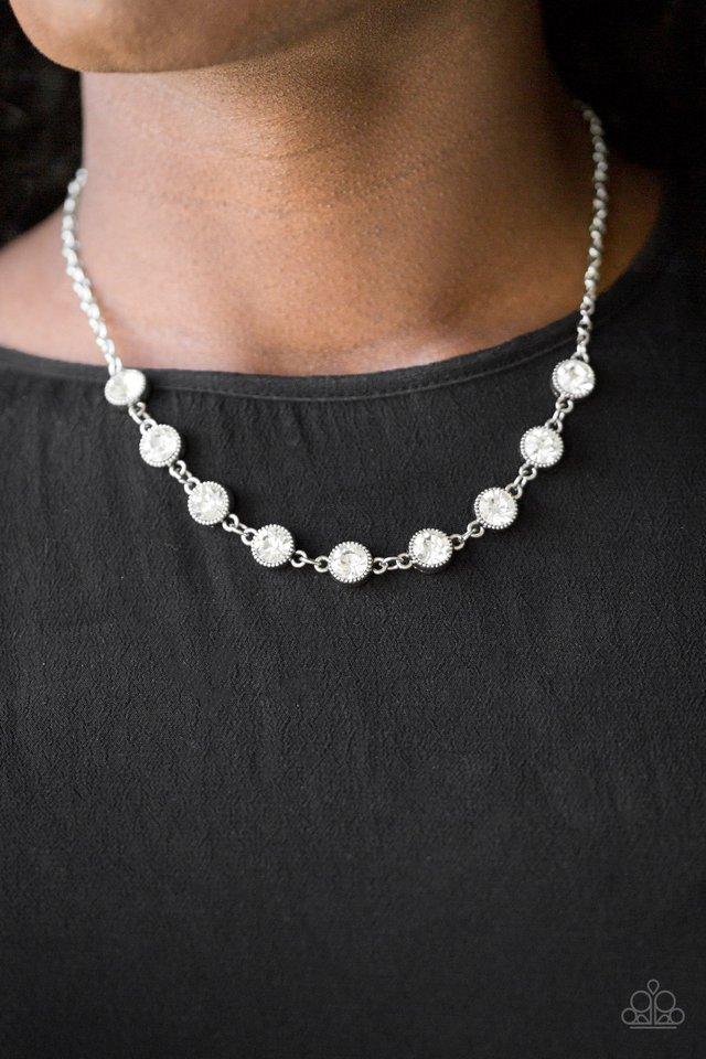 Starlit Socials - White Rhinestone Paparazzi Necklace & matching earrings
