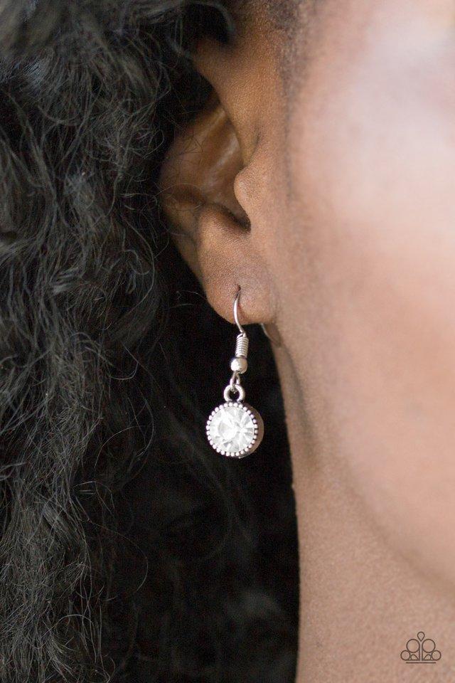 Starlit Socials - White Rhinestone Paparazzi Necklace & matching earrings